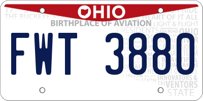 OH license plate FWT3880
