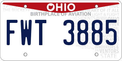 OH license plate FWT3885
