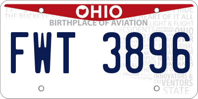 OH license plate FWT3896