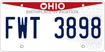 OH license plate FWT3898