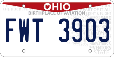 OH license plate FWT3903