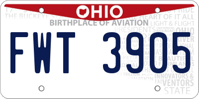 OH license plate FWT3905