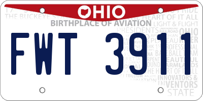 OH license plate FWT3911