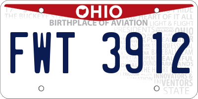 OH license plate FWT3912
