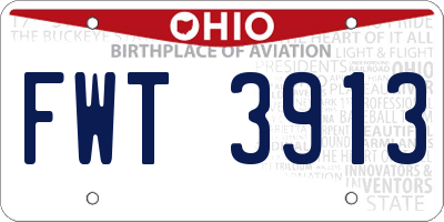 OH license plate FWT3913