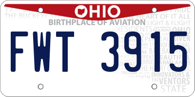 OH license plate FWT3915