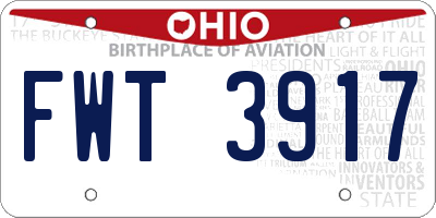 OH license plate FWT3917
