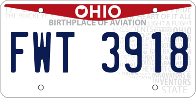 OH license plate FWT3918