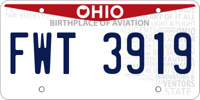 OH license plate FWT3919