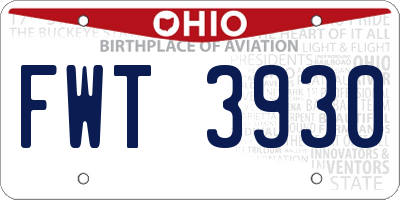 OH license plate FWT3930