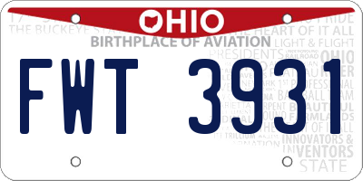 OH license plate FWT3931