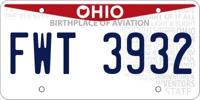 OH license plate FWT3932