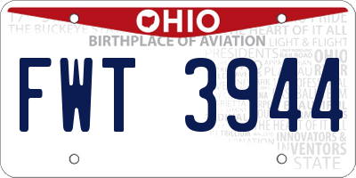 OH license plate FWT3944