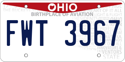 OH license plate FWT3967