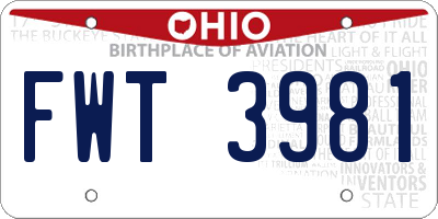 OH license plate FWT3981