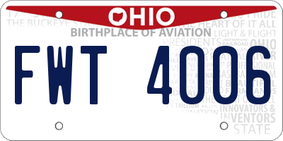 OH license plate FWT4006