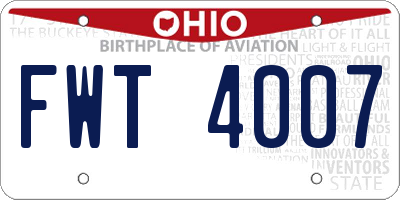 OH license plate FWT4007