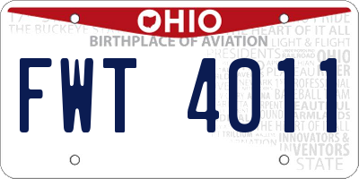 OH license plate FWT4011