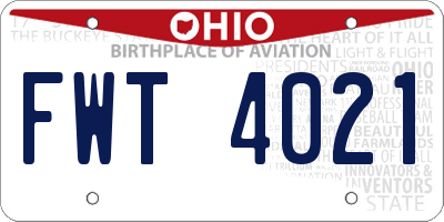 OH license plate FWT4021