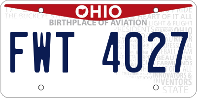 OH license plate FWT4027