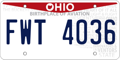 OH license plate FWT4036