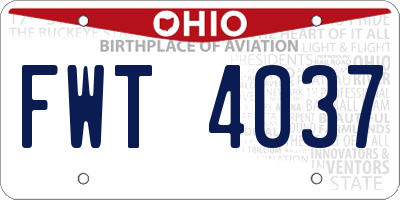 OH license plate FWT4037