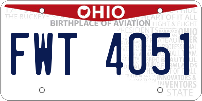 OH license plate FWT4051