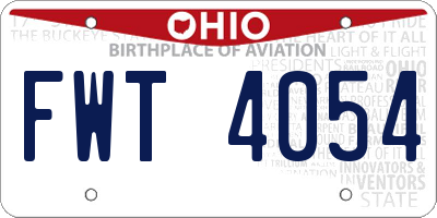 OH license plate FWT4054