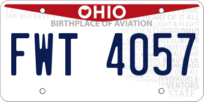OH license plate FWT4057