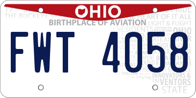 OH license plate FWT4058