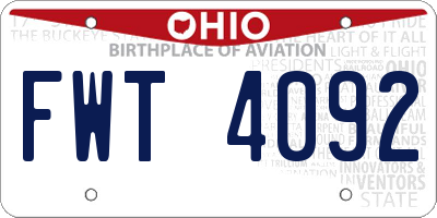 OH license plate FWT4092