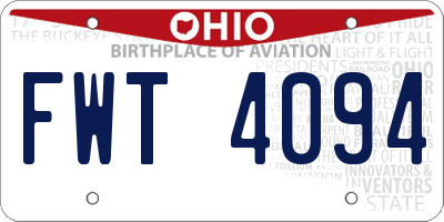 OH license plate FWT4094