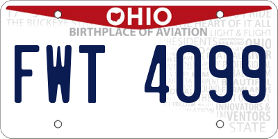 OH license plate FWT4099