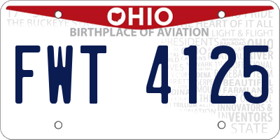 OH license plate FWT4125