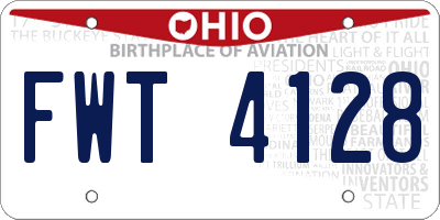 OH license plate FWT4128