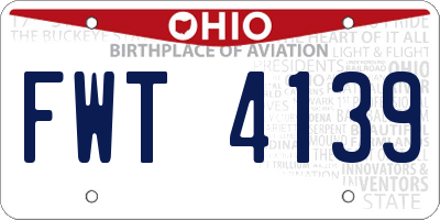 OH license plate FWT4139