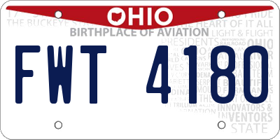 OH license plate FWT4180