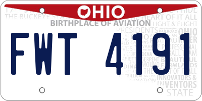 OH license plate FWT4191