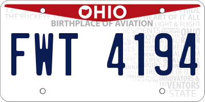 OH license plate FWT4194