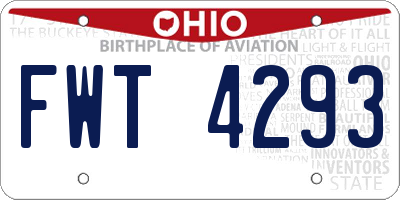 OH license plate FWT4293