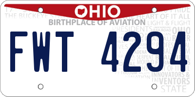 OH license plate FWT4294