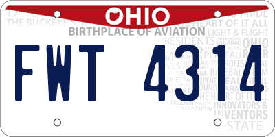 OH license plate FWT4314
