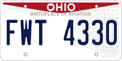 OH license plate FWT4330