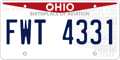 OH license plate FWT4331