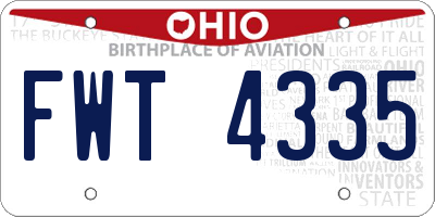 OH license plate FWT4335