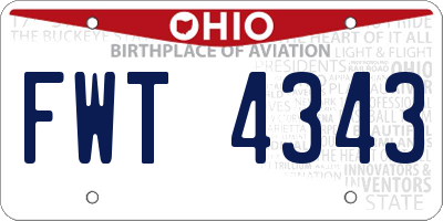 OH license plate FWT4343