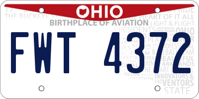 OH license plate FWT4372