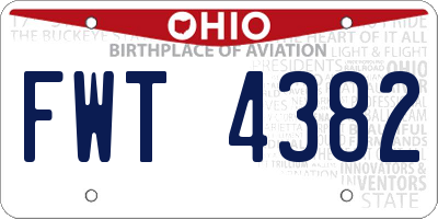 OH license plate FWT4382