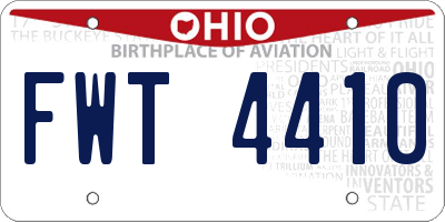 OH license plate FWT4410