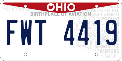 OH license plate FWT4419